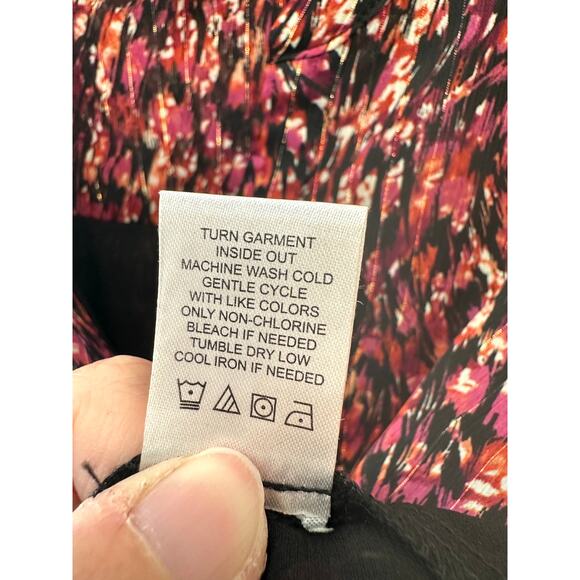 ANTHROPOLOGIE | Sarah Hann Feather Print Semi Sheer Metallic Peasant Blouse | XS - Picture 8 of 8